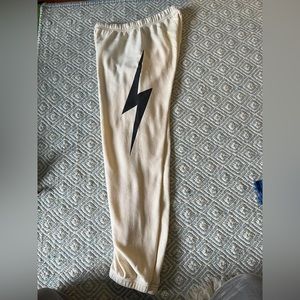 VGUC Size S Aviator Nation white bolt sweatpants